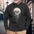 スカルアート グラフィックデザイン アンティーク調スタイル ハロウィンコスチューム 長袖Tシャツ 高齢者への贈り物
