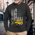 スクールバスドライバー アメリカ国旗 スクールバスドライバー用 長袖Tシャツ 高齢者への贈り物