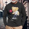 スケートボーダー クマ 長袖Tシャツ 高齢者への贈り物