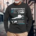 スピノサウルスのファクトシート 長袖Tシャツ 高齢者への贈り物