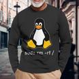 タックスlinuxペンギン-Sudorm-Rfコンピューターサイエンスコンピューター Tux Linux 長袖Tシャツ 高齢者への贈り物