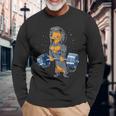 ダックスフント ウェイトリフティング 面白い デッドリフト メンズ フィットネス ジム ギフト 長袖Tシャツ 高齢者への贈り物