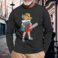 チェーンソー ガール ゴス パンク エモ レトロ ヴィンテージ ホラー 映画ファン 長袖Tシャツ 高齢者への贈り物