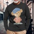 テディベア かわいい 熊 ぬいぐるみ ギフト 動物 アート イラスト 長袖Tシャツ 高齢者への贈り物