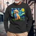 トイプードル 面白いtシャツ 犬 ゴッホ 星月夜 かわいい メンズ 子供 おもしろ 服 グッズ ネタ 長袖Tシャツ 高齢者への贈り物