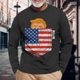 トランプ・イン・ユア・ポケットusa選挙 2024年7月4日のトランプ 長袖Tシャツ 高齢者への贈り物