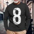ナンバー8-ラッキーナンバーエイト 長袖Tシャツ 高齢者への贈り物