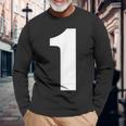 ナンバーワン 数字 1 プレーン ホワイト 数字 長袖Tシャツ 高齢者への贈り物