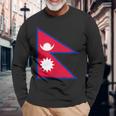 ネパール国旗 長袖Tシャツ 高齢者への贈り物