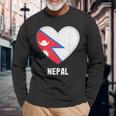 ネパール国旗シャツ 長袖Tシャツ 高齢者への贈り物