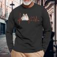 ノルウェージャンフォレストキャットハートビートekg ファニーアイラブマイキャット 長袖Tシャツ 高齢者への贈り物