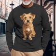 ノーフォークテリア 犬 モチーフ ペット アートワーク ノーフォークテリア 長袖Tシャツ 高齢者への贈り物