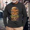 ハンバーガー チーズバーガー ファーストフード愛好家 食通 ギフト 長袖Tシャツ 高齢者への贈り物