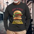 ハンバーガー 横断歩道 長袖Tシャツ 高齢者への贈り物
