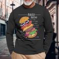 ハンバーガー 解剖図 面白いtシャツ ファストフード メンズ おもしろ グッズ 面白い 服 オリジナル ネタ 食べ物 長袖Tシャツ 高齢者への贈り物