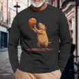 バスケットボール ドローイング バスケットボール 恋人 カピバラ 動物 アート 長袖Tシャツ 高齢者への贈り物
