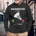 バドミントン呼び出しバドミントン愛好家面白いバドミントン選手 長袖Tシャツ 高齢者への贈り物