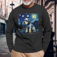 バン・ゴッホ 星月夜ミニチュア・シュナウザー 長袖Tシャツ 高齢者への贈り物