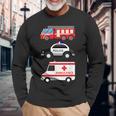 パトカー 消防車 救急車 ファーストレスポンダーデザイン 長袖Tシャツ 高齢者への贈り物