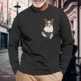パピヨン愛好家のためのポケットに入った面白いパピヨン 長袖Tシャツ 高齢者への贈り物
