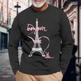 パリフランス エッフェル塔 ボンジュール 体操リボンとリボン 長袖Tシャツ 高齢者への贈り物