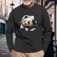 パンダ 面白いtシャツ メンズ 動物 グッズ おもしろ 面白い 服 ネタ 動物 珍獣 熊猫 長袖Tシャツ 高齢者への贈り物