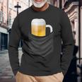 ビール 酒 面白いtシャツ 面白い ジョッキ ポケット 飲み おもしろ 飲み会 のんべえ メンズ ネタ 服 長袖Tシャツ 高齢者への贈り物