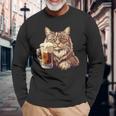 ビールジョッキ かわいい猫 長袖Tシャツ 高齢者への贈り物
