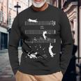 ピアノ音符 遊び心のある猫 長袖Tシャツ 高齢者への贈り物