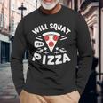 ピザのためにしゃがむ Willquat For Pizza 長袖Tシャツ 高齢者への贈り物