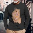 ピースサイン ハムスター ミーム 長袖Tシャツ 高齢者への贈り物