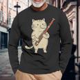 ファゴット猫ミュージシャン レトロ キュート バンド オーケストラ 長袖Tシャツ 高齢者への贈り物