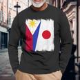 フィリピン 日本 ハーフフラッグ ウェア フィリピン ジャパニーズルーツ 長袖Tシャツ 高齢者への贈り物
