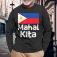 フィリピン国旗 Mahal Kita I Love You タガログ語 ピノイ フィリピン語 長袖Tシャツ 高齢者への贈り物