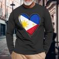 フィリピン独立記念日 I Love Philippines 国旗 ハート 長袖Tシャツ 高齢者への贈り物