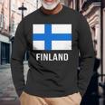 フィンランドの国旗 長袖Tシャツ 高齢者への贈り物