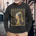 フェルメール 真珠の耳飾りの少女 面白いtシャツ 絵画 アート メンズ 面白い 服 美術 グッズ 油彩画 長袖Tシャツ 高齢者への贈り物
