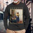 フェルメール 面白いtシャツ アート 牛乳を注ぐ女 絵画 メンズ レディース 面白い 服 美術 油彩画 長袖Tシャツ 高齢者への贈り物