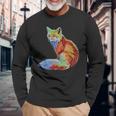 フォックス 賢いキツネ 森の動物たち 長袖Tシャツ 高齢者への贈り物