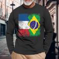フランス ブラジルの旗 長袖Tシャツ 高齢者への贈り物