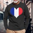 フランス国旗ラブハートフランス国旗 長袖Tシャツ 高齢者への贈り物
