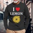 フルーツ レモン 面白いユーモア かわいい シンプル 小さなレモン I Love Lemon 長袖Tシャツ 高齢者への贈り物