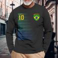 ブラジル サッカーファン ジャージ ブラジル国旗 フットボール愛好家 長袖Tシャツ 高齢者への贈り物