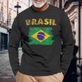 ブラジルの国旗 Brasil 長袖Tシャツ 高齢者への贈り物