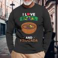 ブラジル料理 ブラジル国旗 I Love Brazil And Feijoada 長袖Tシャツ 高齢者への贈り物