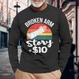 ブロークン・アーム・ストーリー $10 手の怪我 手首 面白い ヴィンテージ 長袖Tシャツ 高齢者への贈り物