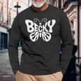 ベッキーバタフライ パーソナライズされたかわいい名前ワードアート 長袖Tシャツ 高齢者への贈り物