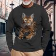 ベンガル猫 長袖Tシャツ 高齢者への贈り物