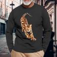 ベンガル猫ストレッチ 長袖Tシャツ 高齢者への贈り物