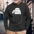 ポケットうさぎ ウサギ好き うさぎ好き うさぎの飼い主 おもしろ うさぎ 兎 長袖Tシャツ 高齢者への贈り物